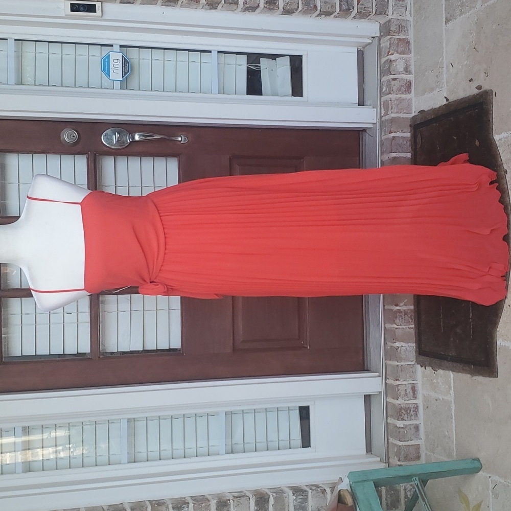 NWT! Dress Up FavLux Red Retro Homecoming Dance Pleated Maxi Strappy Dress